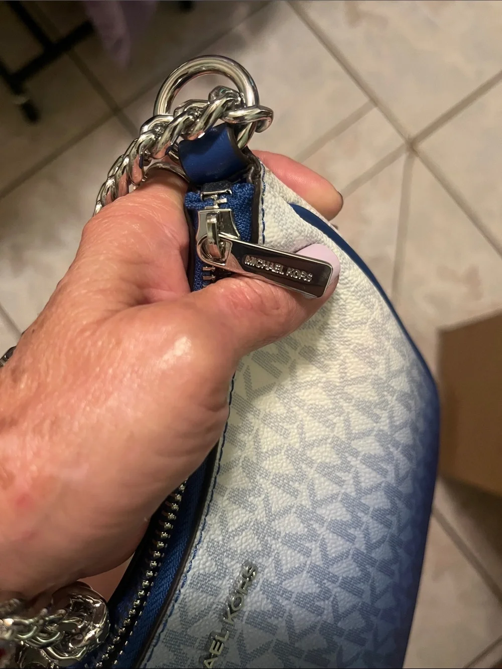 NWOT Michael Kors Blue Ombre MK Logo Shoulder Bag